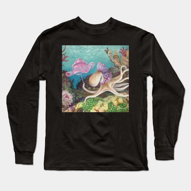 An Octopus and Her Parasol Long Sleeve T-Shirt by AnimalWhimsy